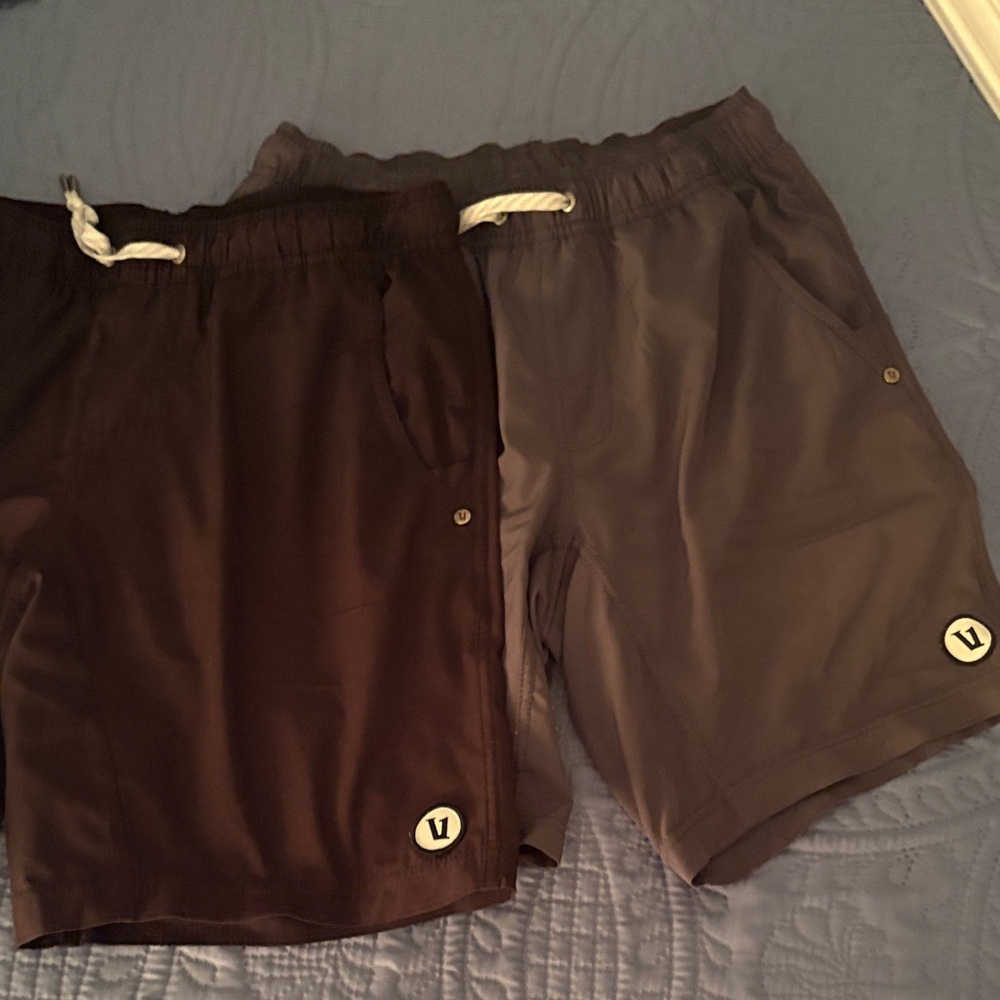 Vuori Men's  Kore Athletic Shorts Duo in black and Gray- XS
